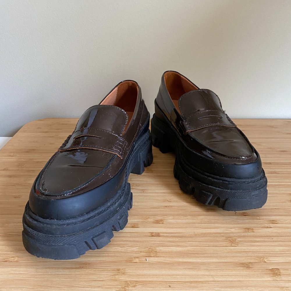 Ganni Brown Lug Loafers